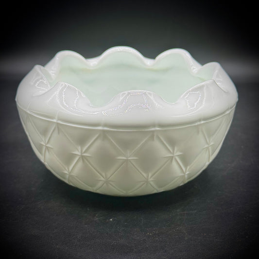Vintage Indiana Milk Glass Quilted Diamond Duette Bowl