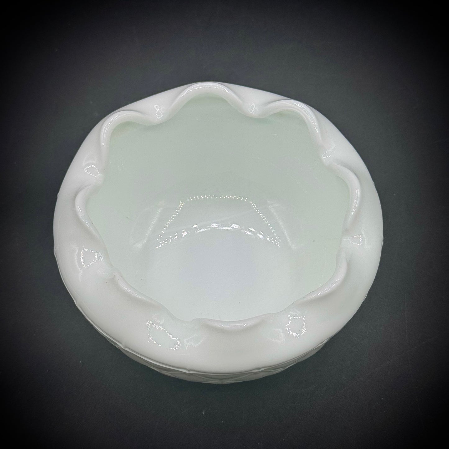 Vintage Indiana Milk Glass Quilted Diamond Duette Bowl