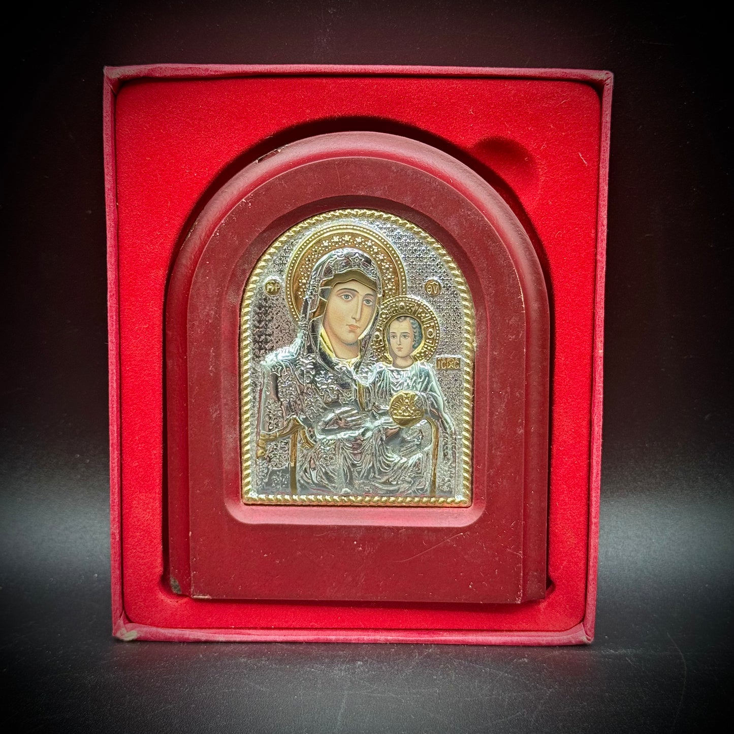 New in Box Silver & Gold Standing Icon by Angel