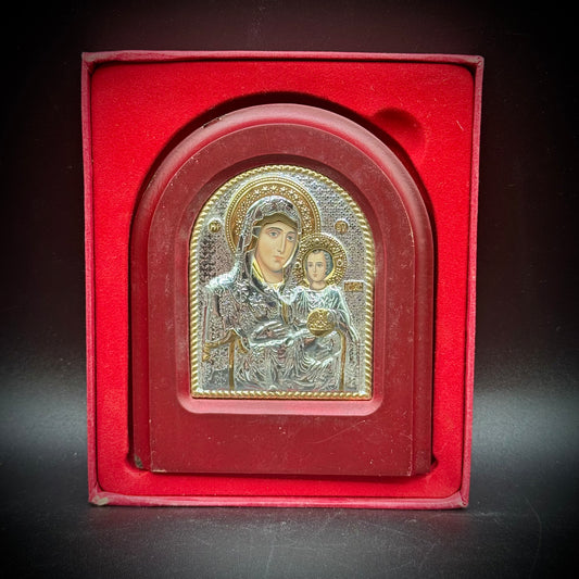 New in Box Silver & Gold Standing Icon by Angel
