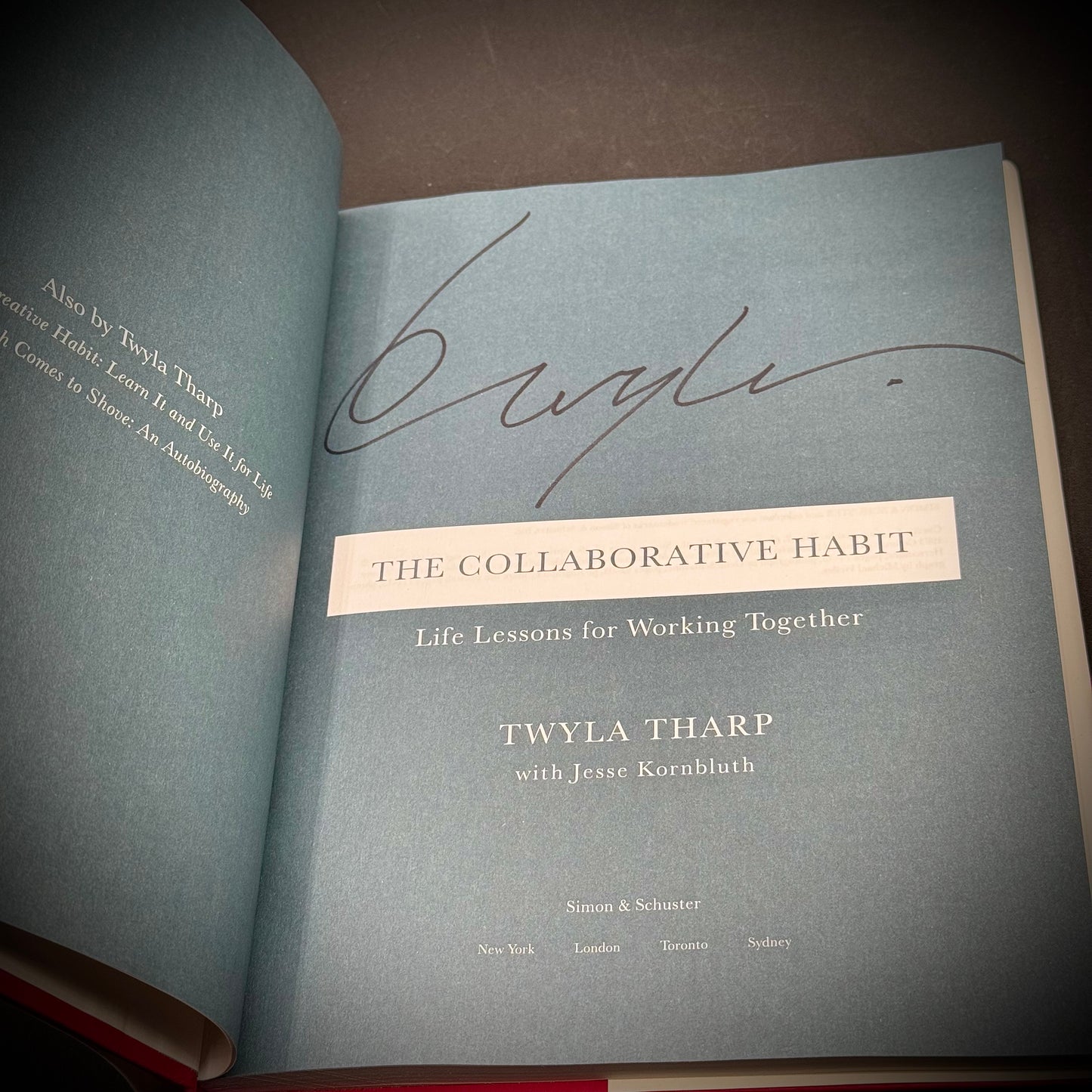 Twyla Tharp Autographed Book "The Collaborative Habit"