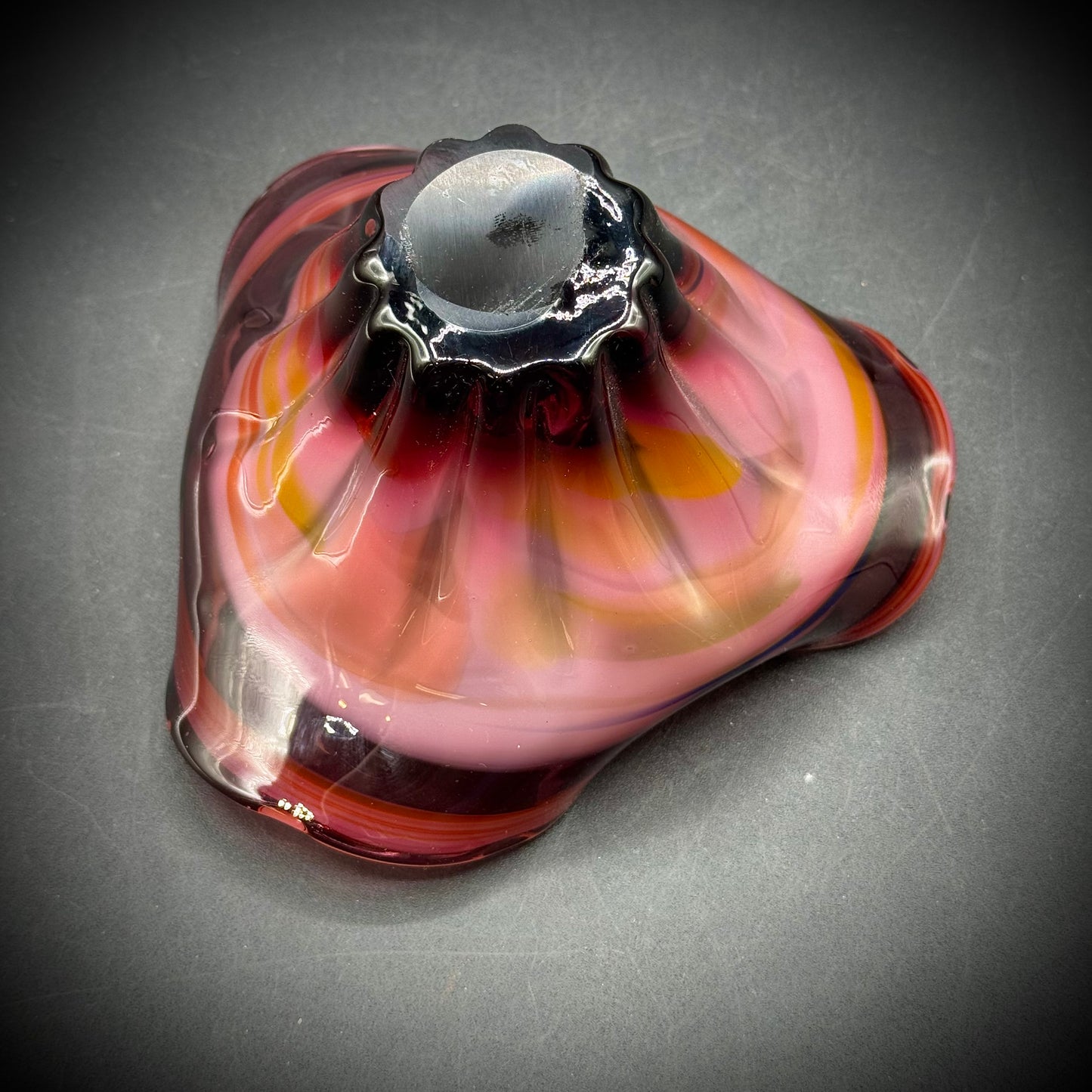 Multi-Color Ruffle Swirl Art Glass Bowl