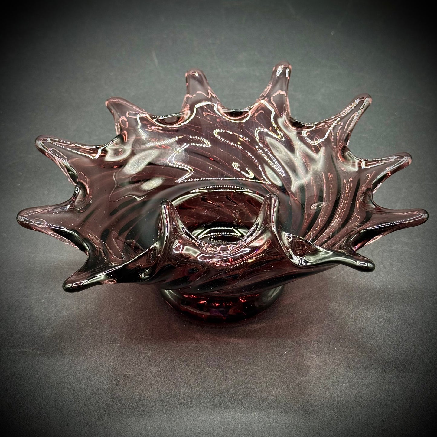 Vintage Amethyst Swirl Art Glass Bowl