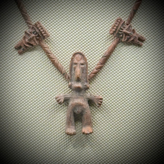 Latin American Tribal Clay Fetish Necklace