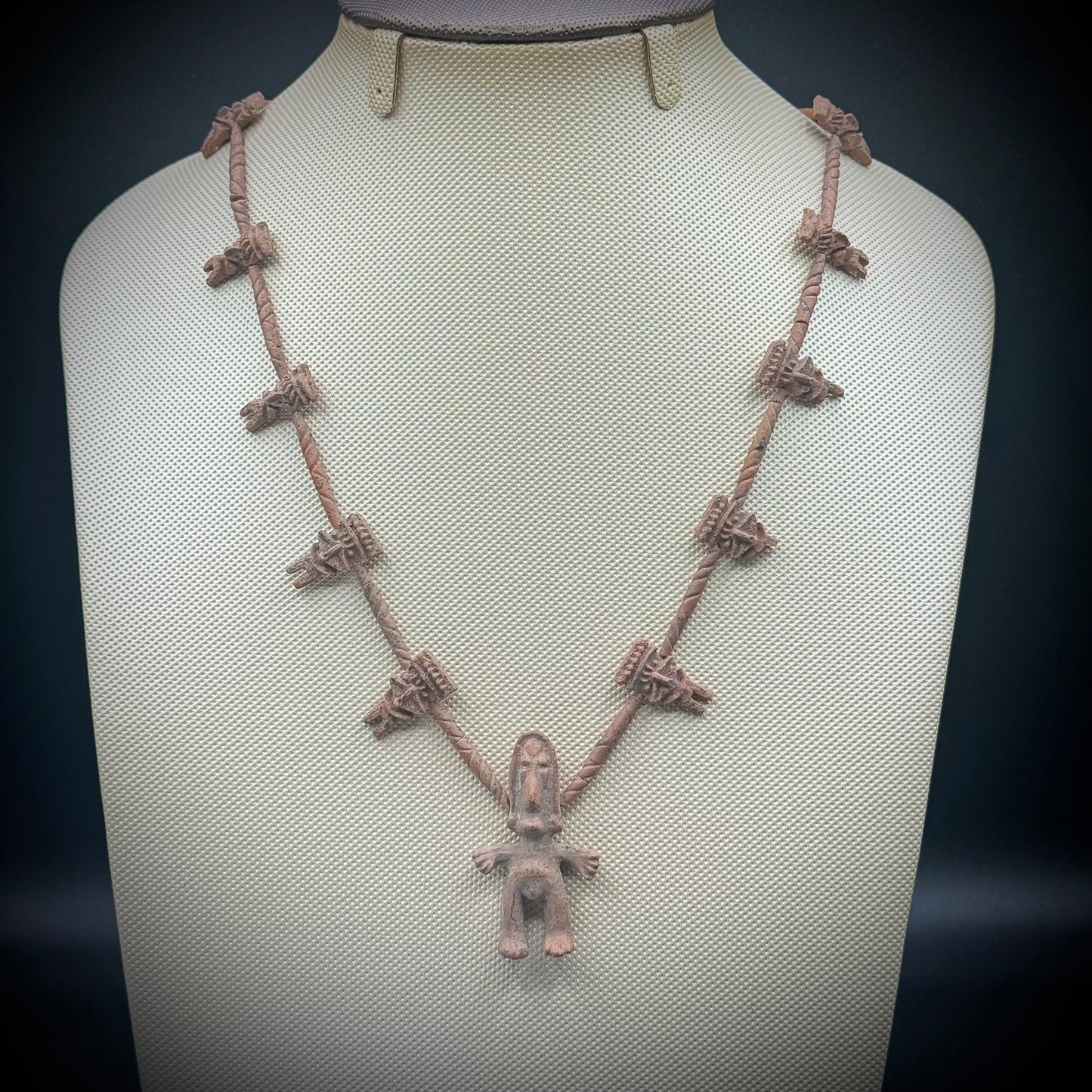 Latin American Tribal Clay Fetish Necklace
