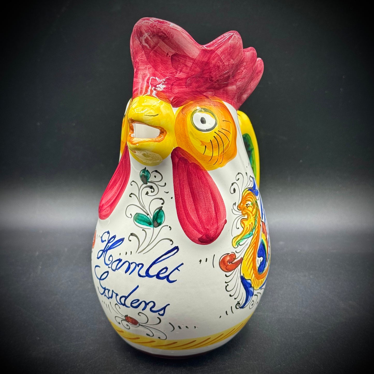 Vintage Large Pottery Chicken Pitcher - Made in Italy