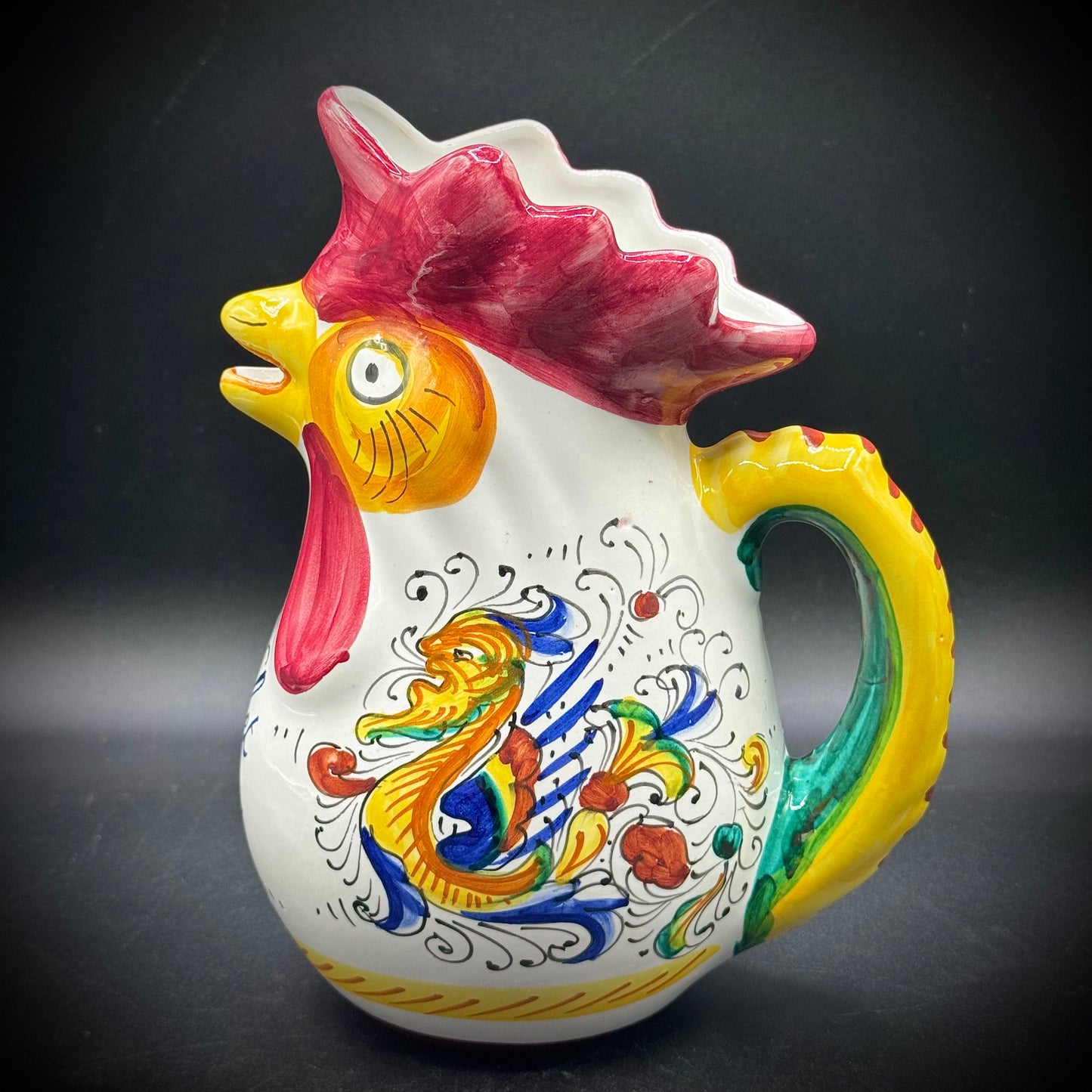 Vintage Large Pottery Chicken Pitcher - Made in Italy
