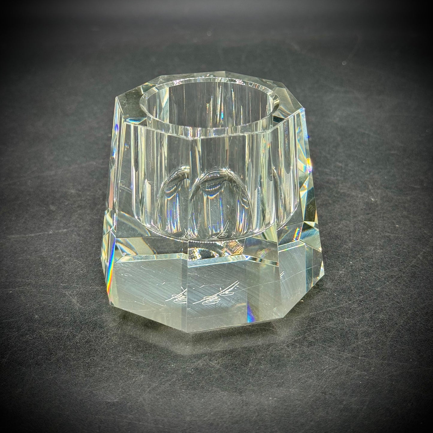 Oleg Cassini Signed Crystal Votive