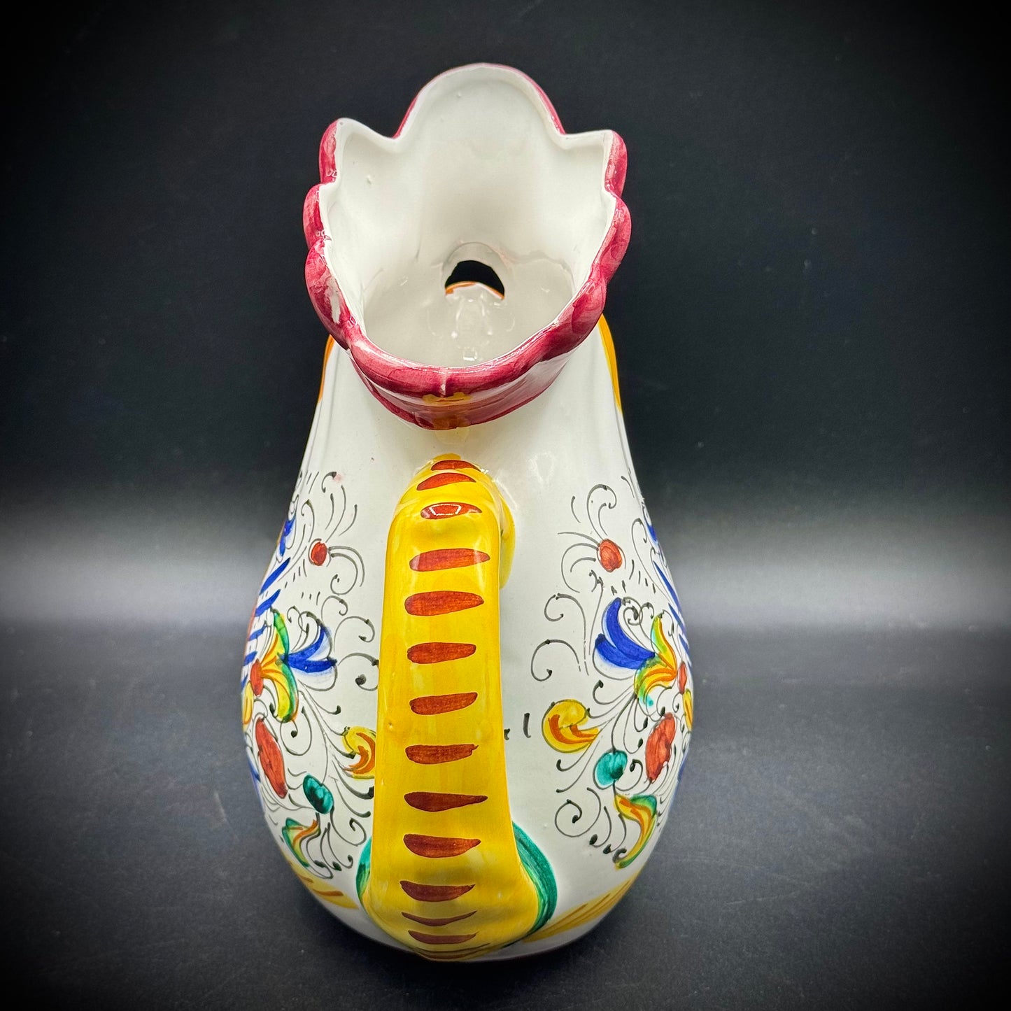 Vintage Large Pottery Chicken Pitcher - Made in Italy