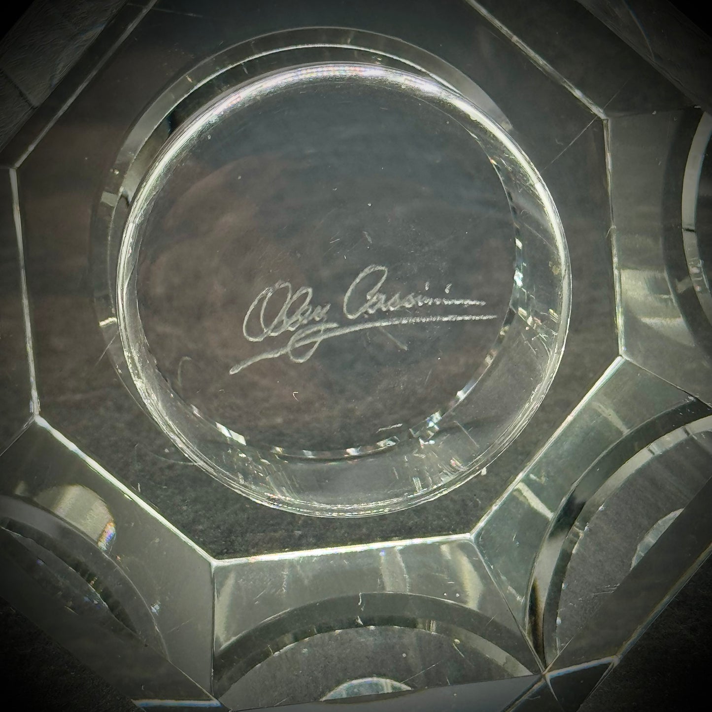Oleg Cassini Signed Crystal Votive