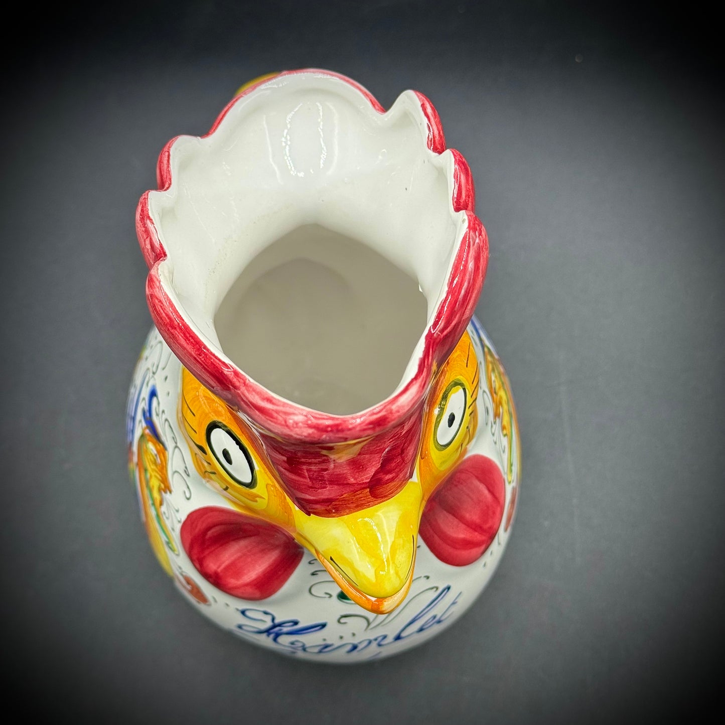 Vintage Large Pottery Chicken Pitcher - Made in Italy
