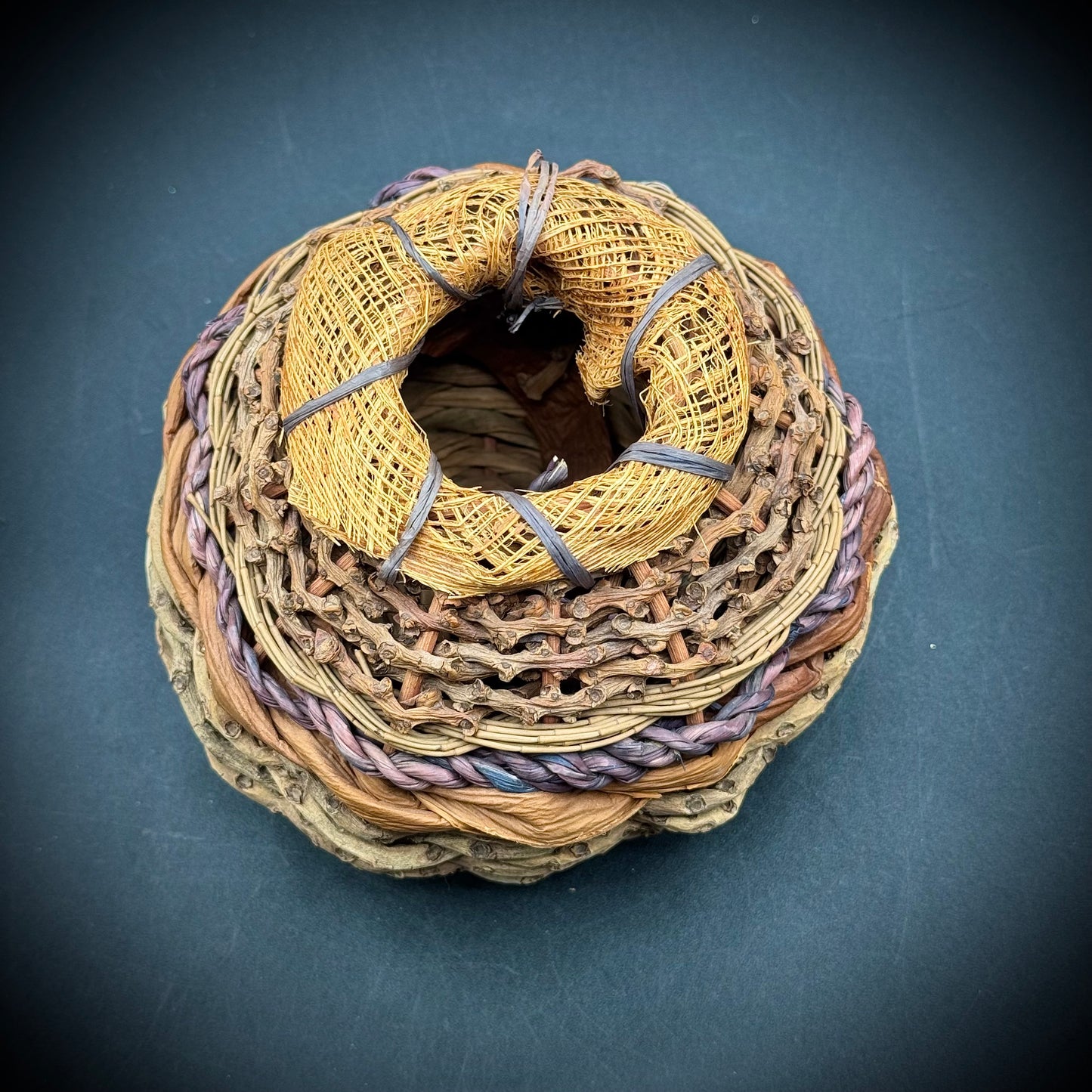 Vintage Hand Made Woven Basket Vase