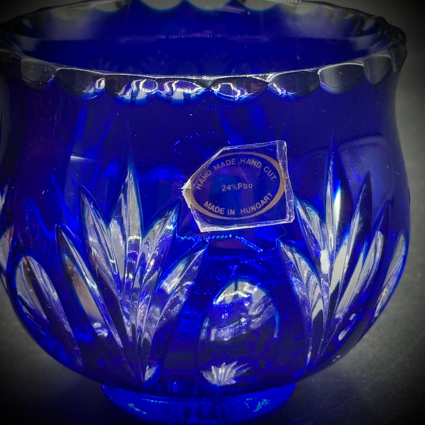 Pair of Vintage Cut to Clear Hungarian Art Glass Votives
