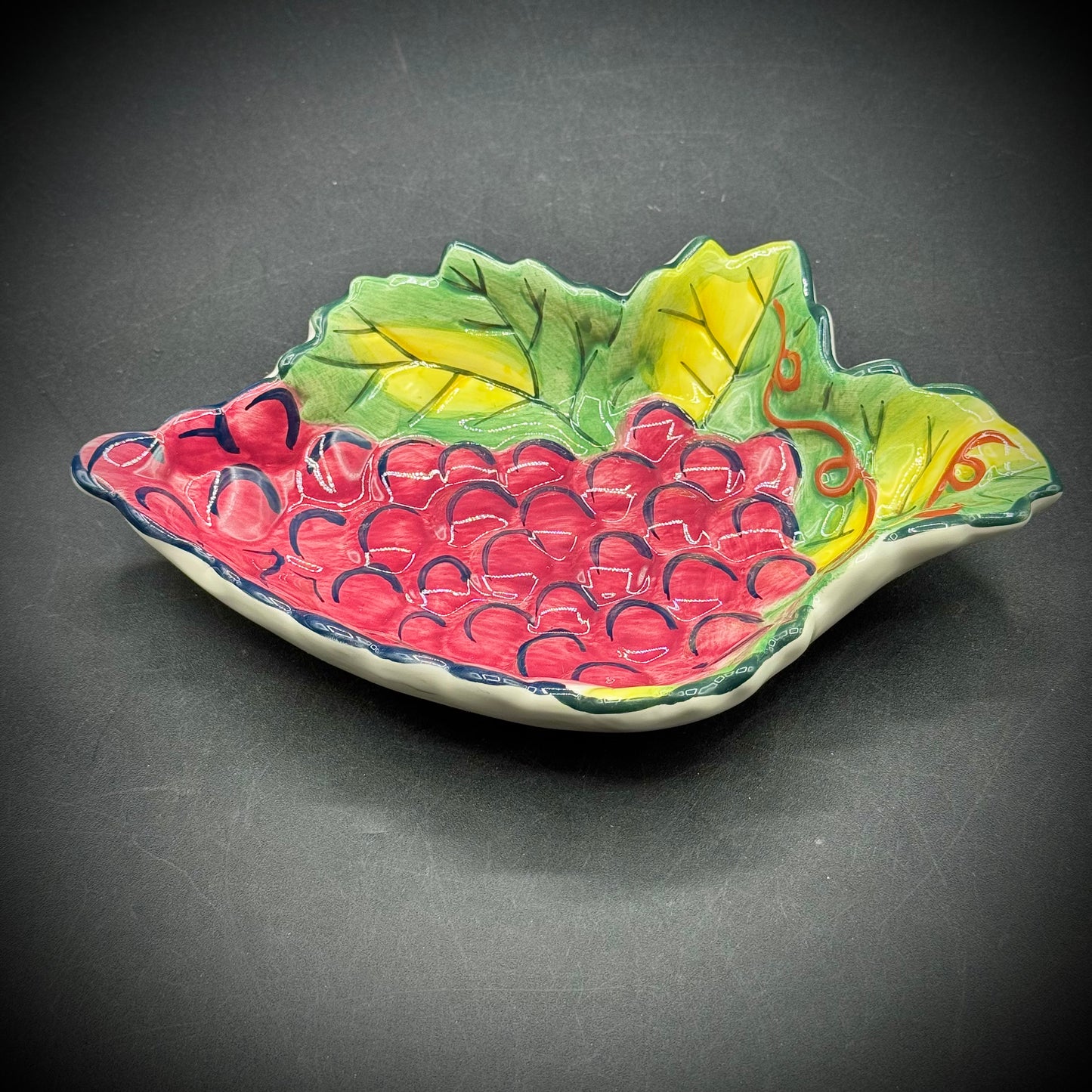 Clay Art of South San Francisco Grape Motif Dish