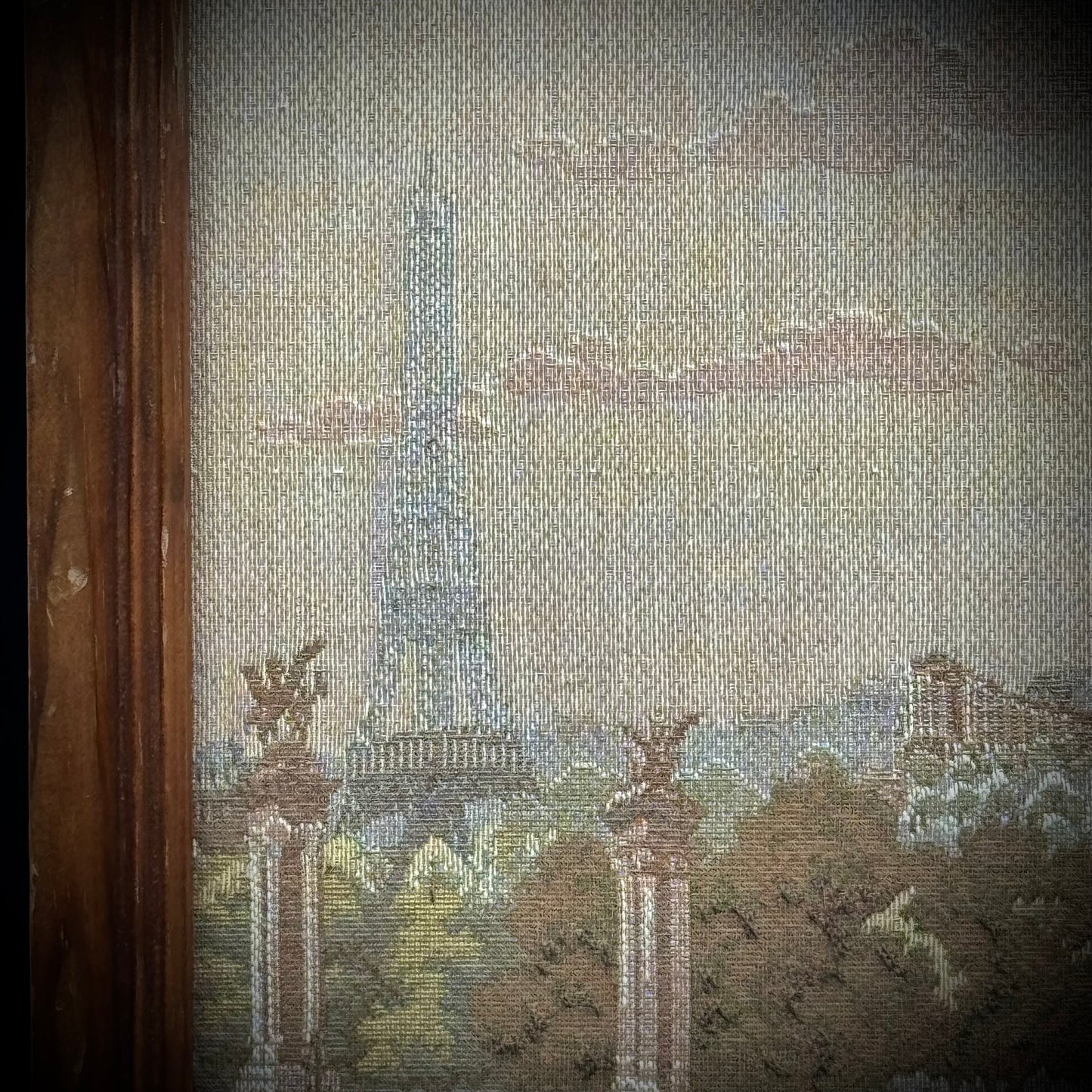 Vintage Paris Bridge Scene Framed Tapestry
