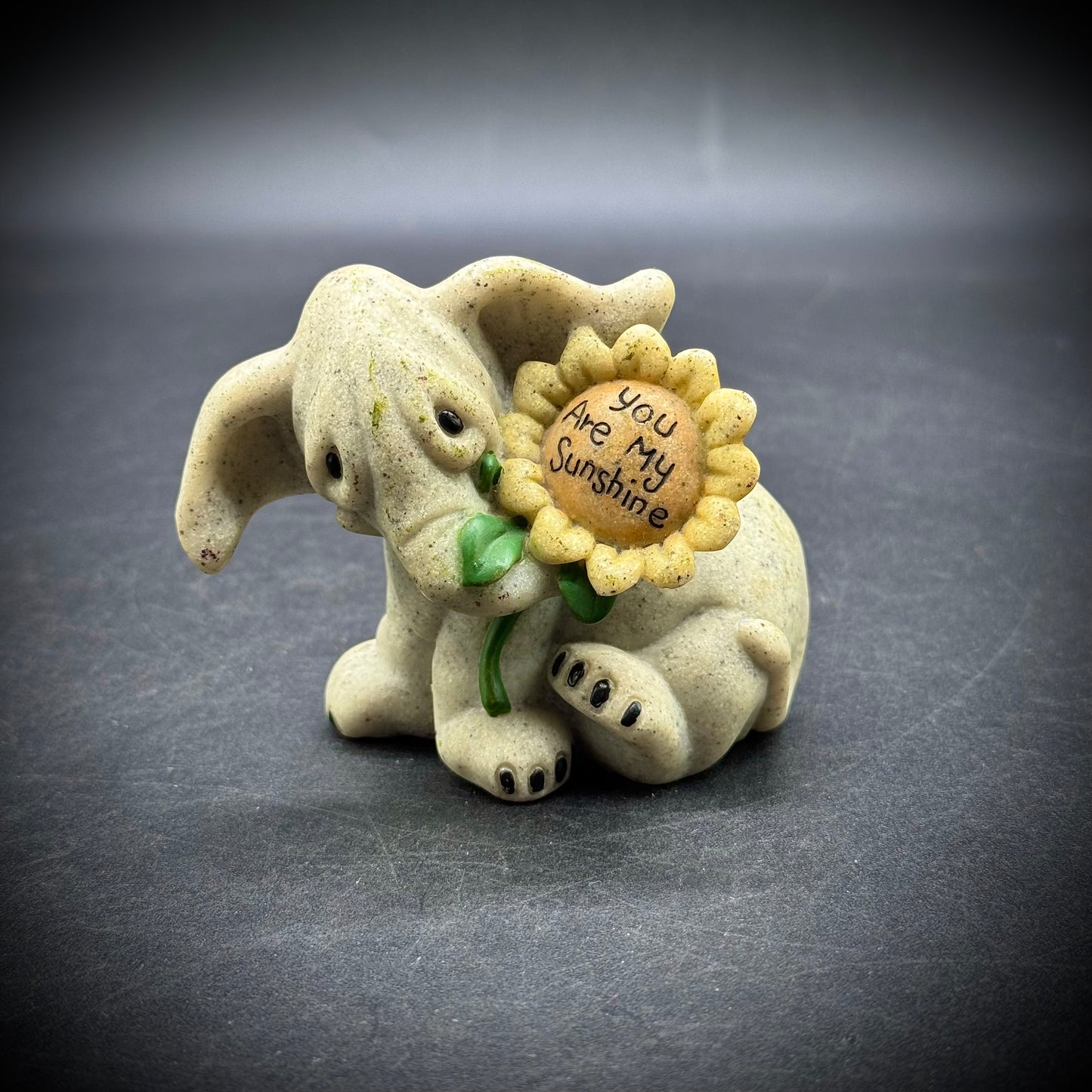 Vintage Quarry Critter Elephant & Sunflower "You Are My Sunshine" Figurine