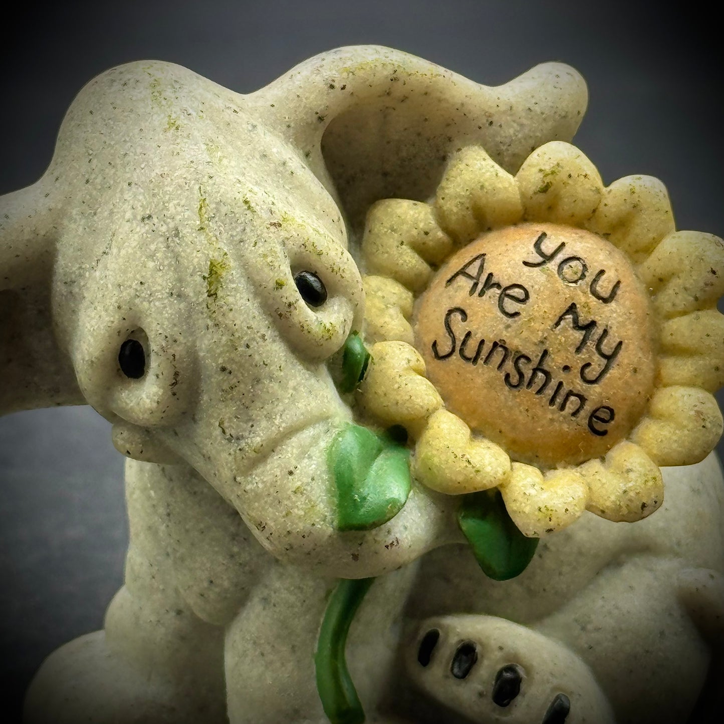 Vintage Quarry Critter Elephant & Sunflower "You Are My Sunshine" Figurine