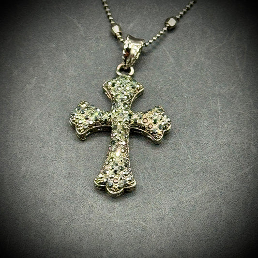 Kenneth Lane Marcasite Cross with Long Multi-Strand Necklace