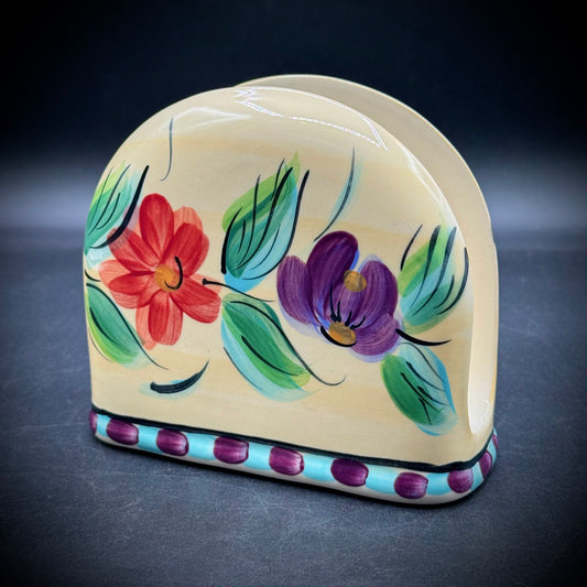 Vintage Hand Painted Gail Pittman Beau Rivage Napkin Holder
