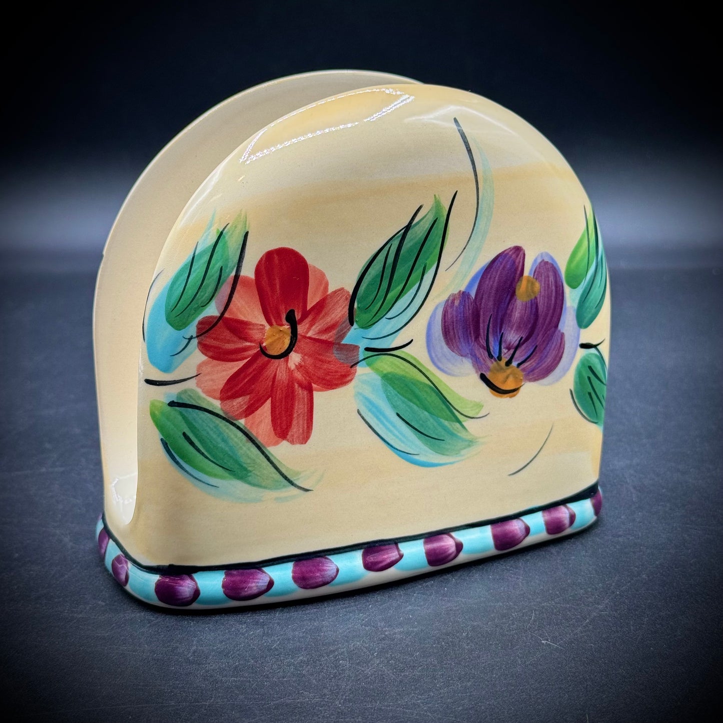 Vintage Hand Painted Gail Pittman Beau Rivage Napkin Holder