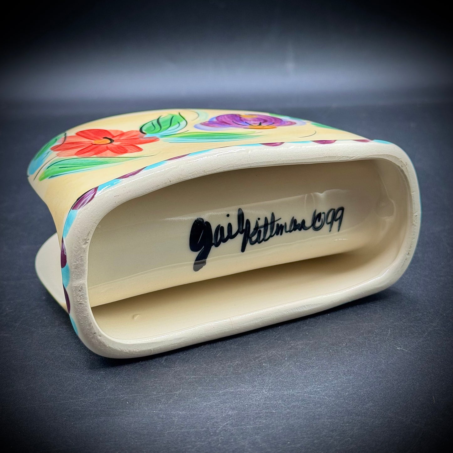 Vintage Hand Painted Gail Pittman Beau Rivage Napkin Holder