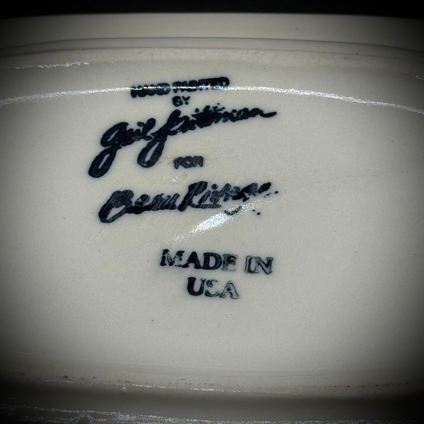 Vintage Hand Painted Gail Pittman Beau Rivage Lidded Butter Dish