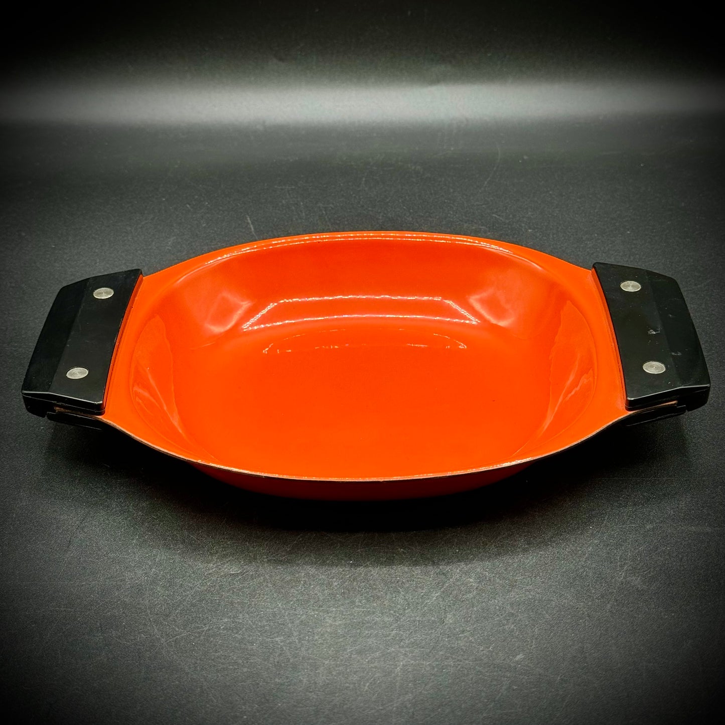 Vintage 1970s Catherine Holme of Norway Amazing Orange Enamel Serving Dish