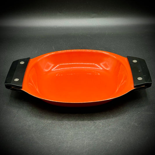 Vintage 1970s Catherine Holme of Norway Amazing Orange Enamel Serving Dish