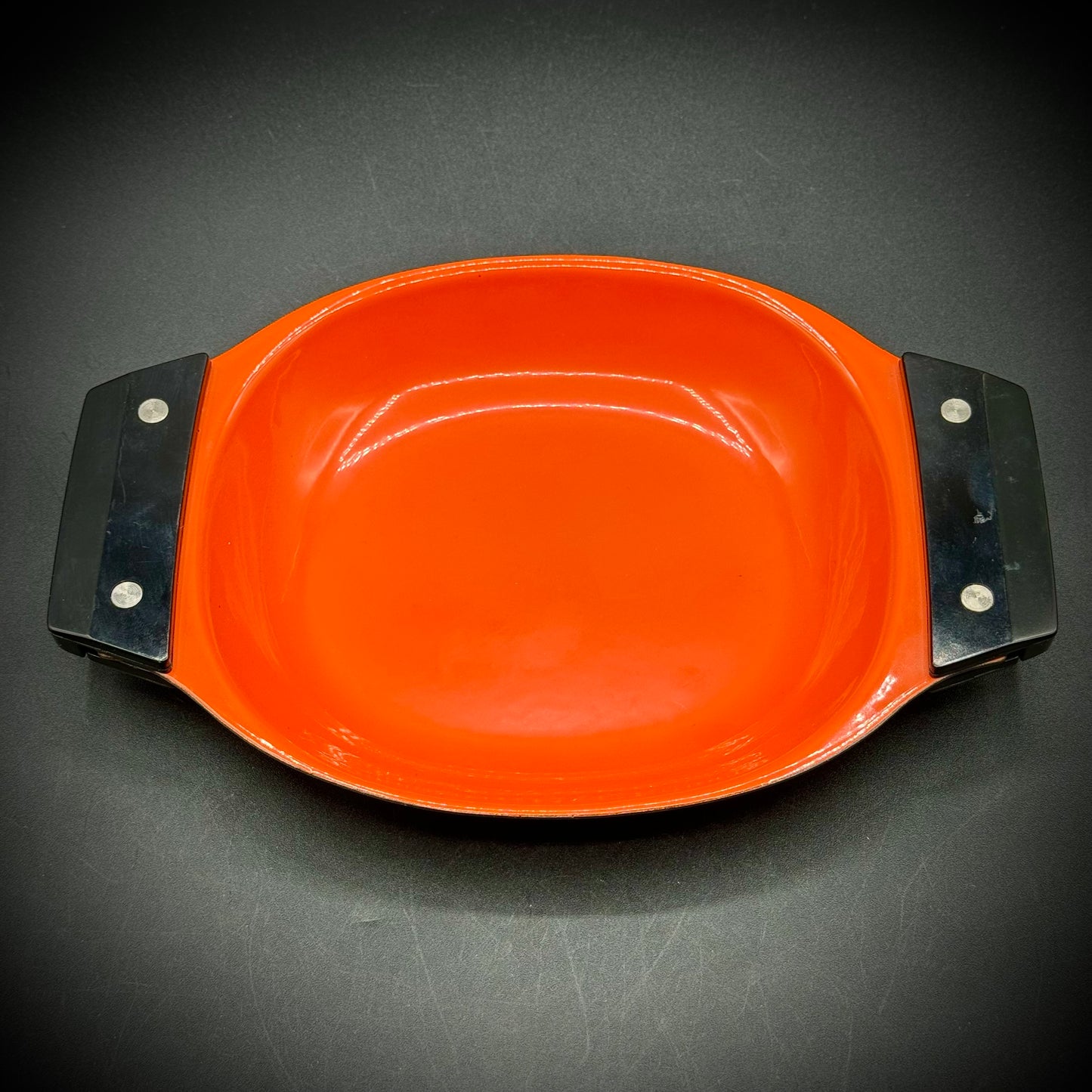 Vintage 1970s Catherine Holme of Norway Amazing Orange Enamel Serving Dish