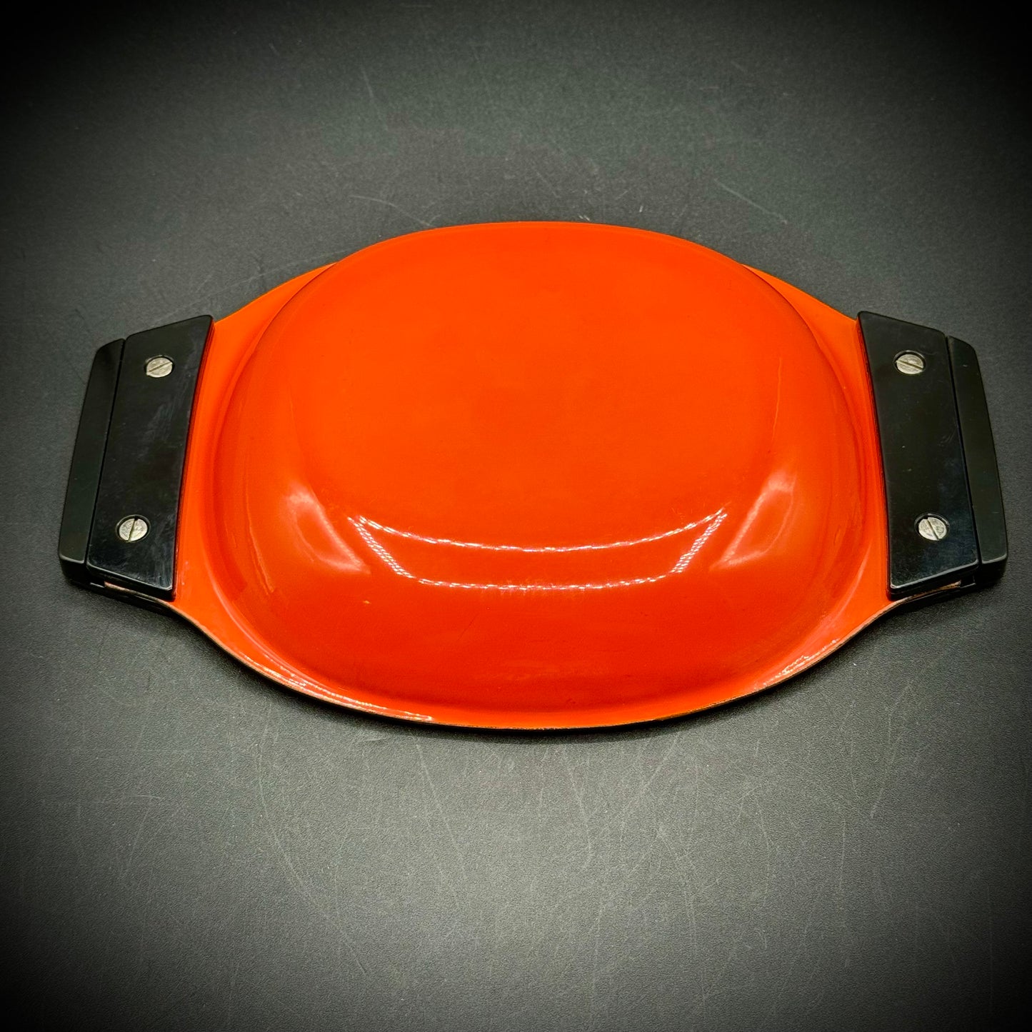 Vintage 1970s Catherine Holme of Norway Amazing Orange Enamel Serving Dish