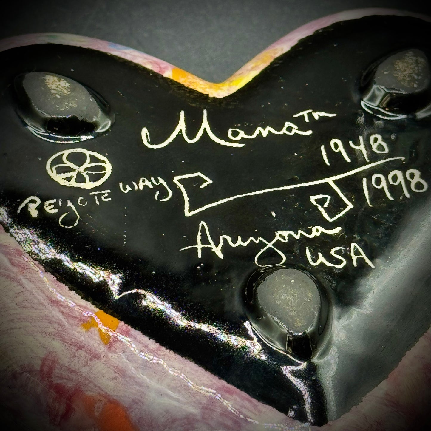 Vintage Hummingbird Heart Box Signed Mana - Arizona 1998