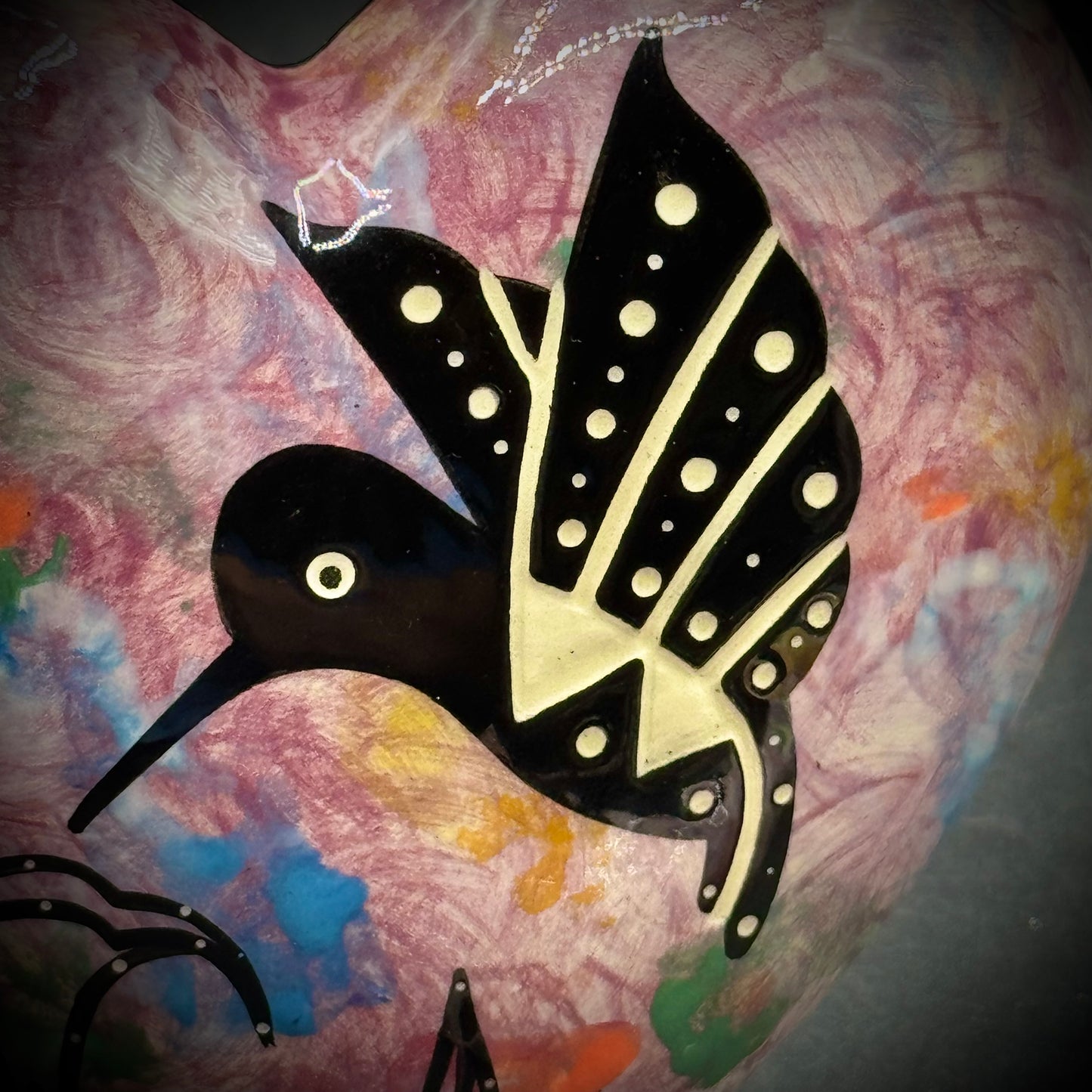 Vintage Hummingbird Heart Box Signed Mana - Arizona 1998