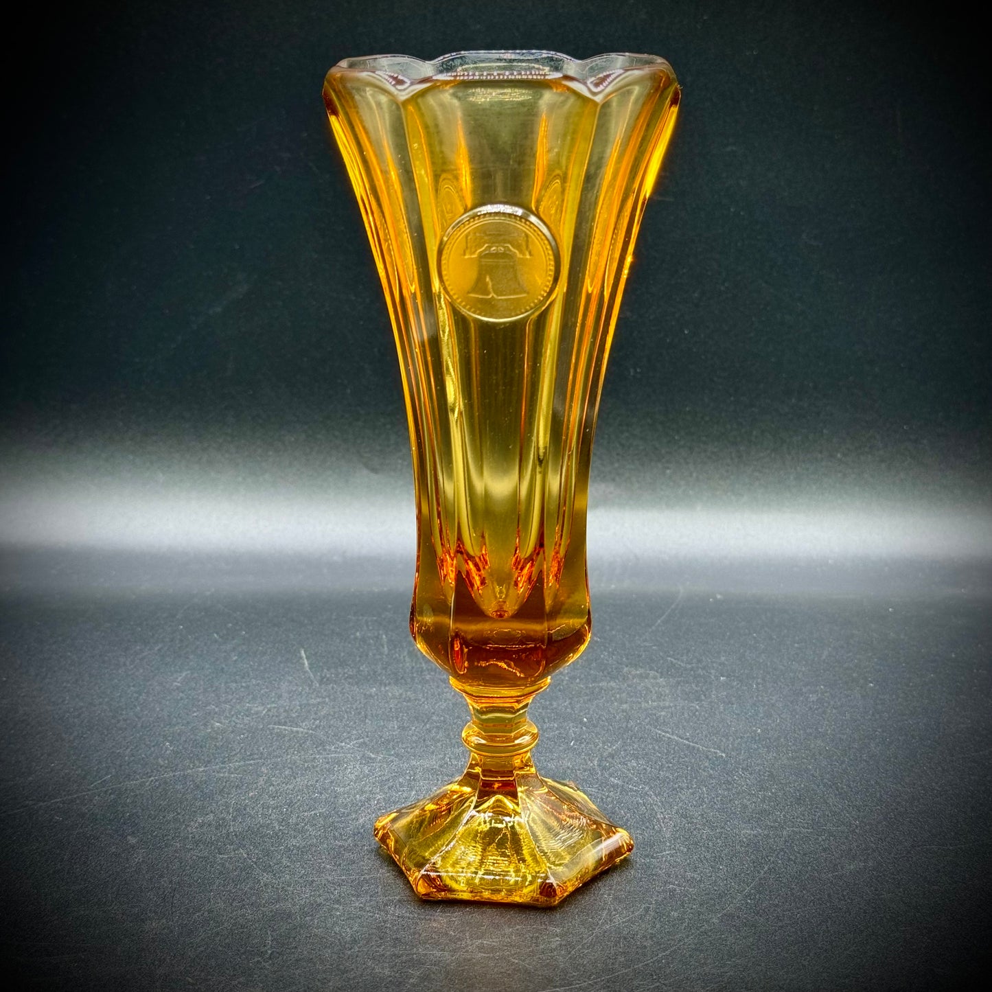 Vintage Fostoria Amber Glass Coin Vase