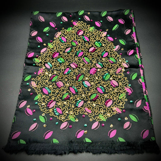 Vintage Ornate Silk & Satin Scarf