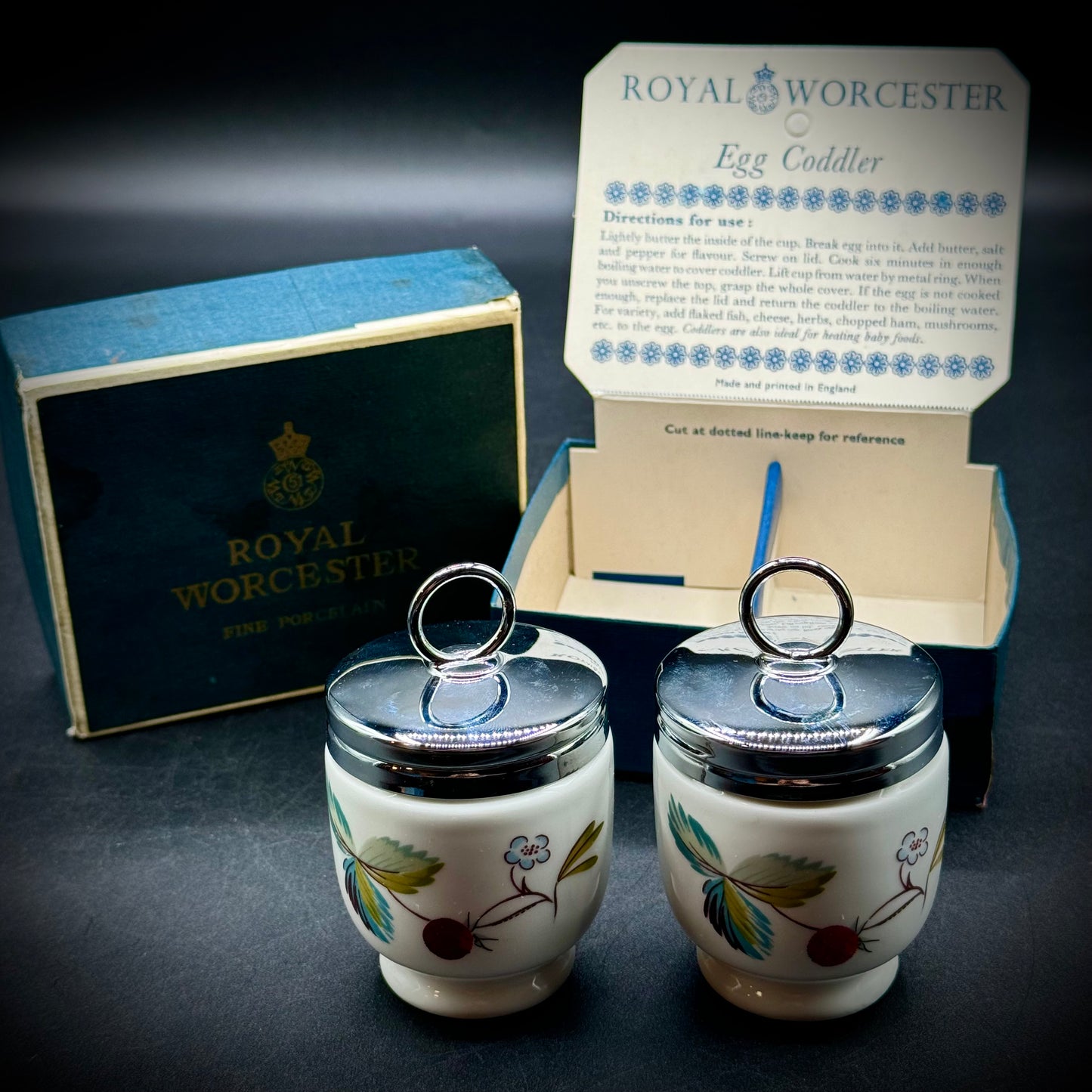 Pair of Royal Worcester Egg Coddlers New in Original Box