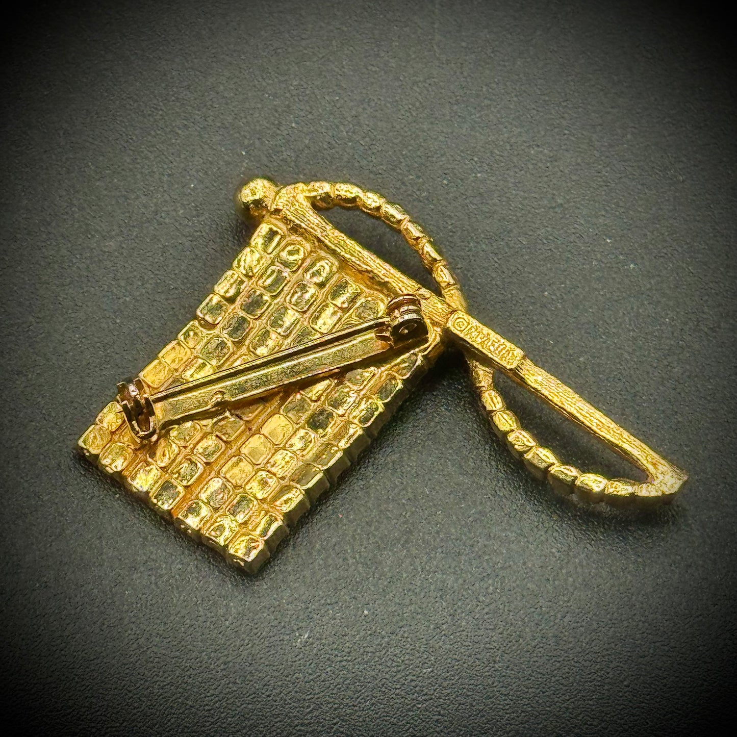 Vintage Signed Rafaelian Rhinestone US Flag Brooch