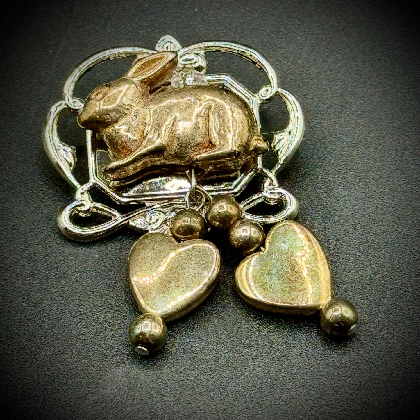 Adorable Bunny Rabbit & Hearts Pin