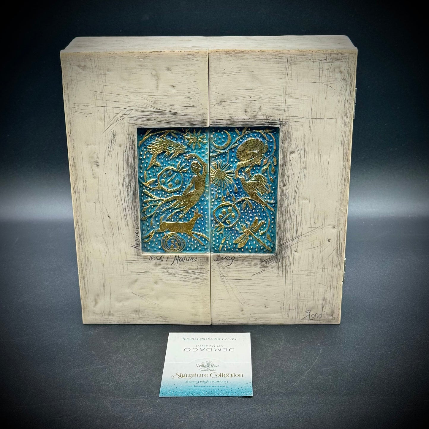Stunning New in Box Willow Tree "Starry Night Nativity" Triptych