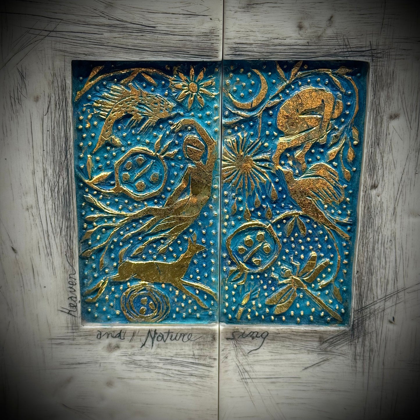 Stunning New in Box Willow Tree "Starry Night Nativity" Triptych