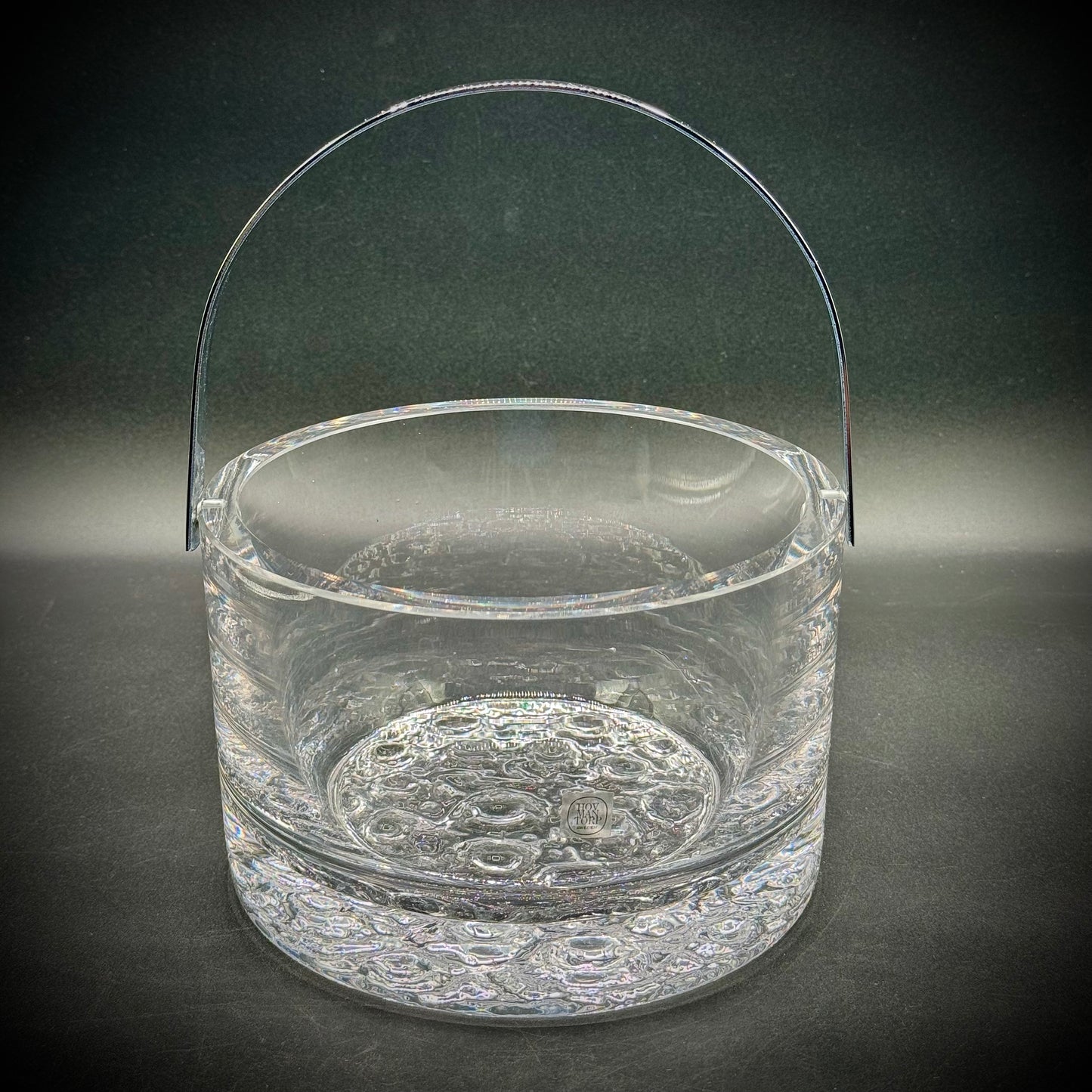 Hovmantorp Sweden Crystal Ice Buck with Silver Handle