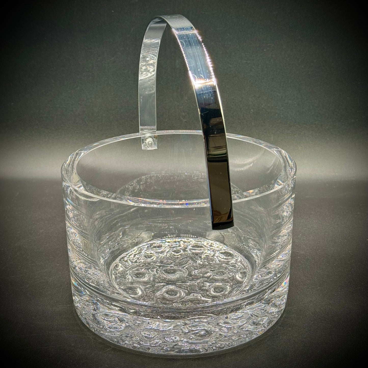 Hovmantorp Sweden Crystal Ice Buck with Silver Handle