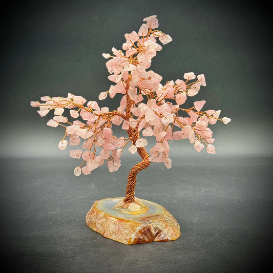 Rose Quartz Tree with Agate Stone Base