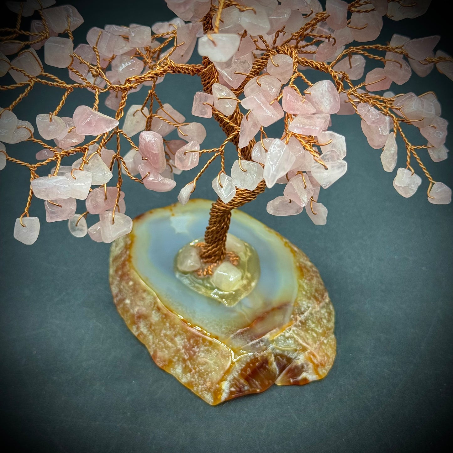 Rose Quartz Tree with Agate Stone Base