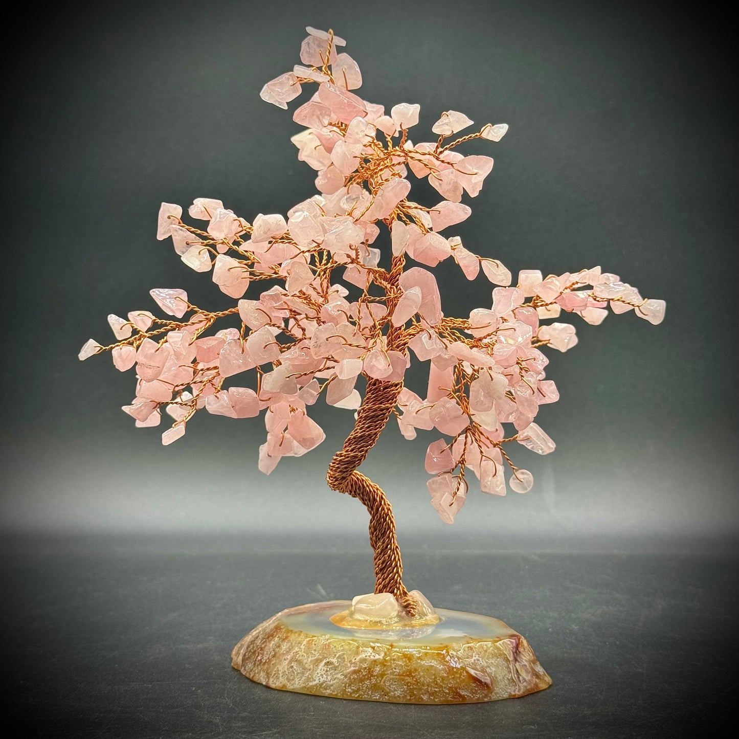 Rose Quartz Tree with Agate Stone Base