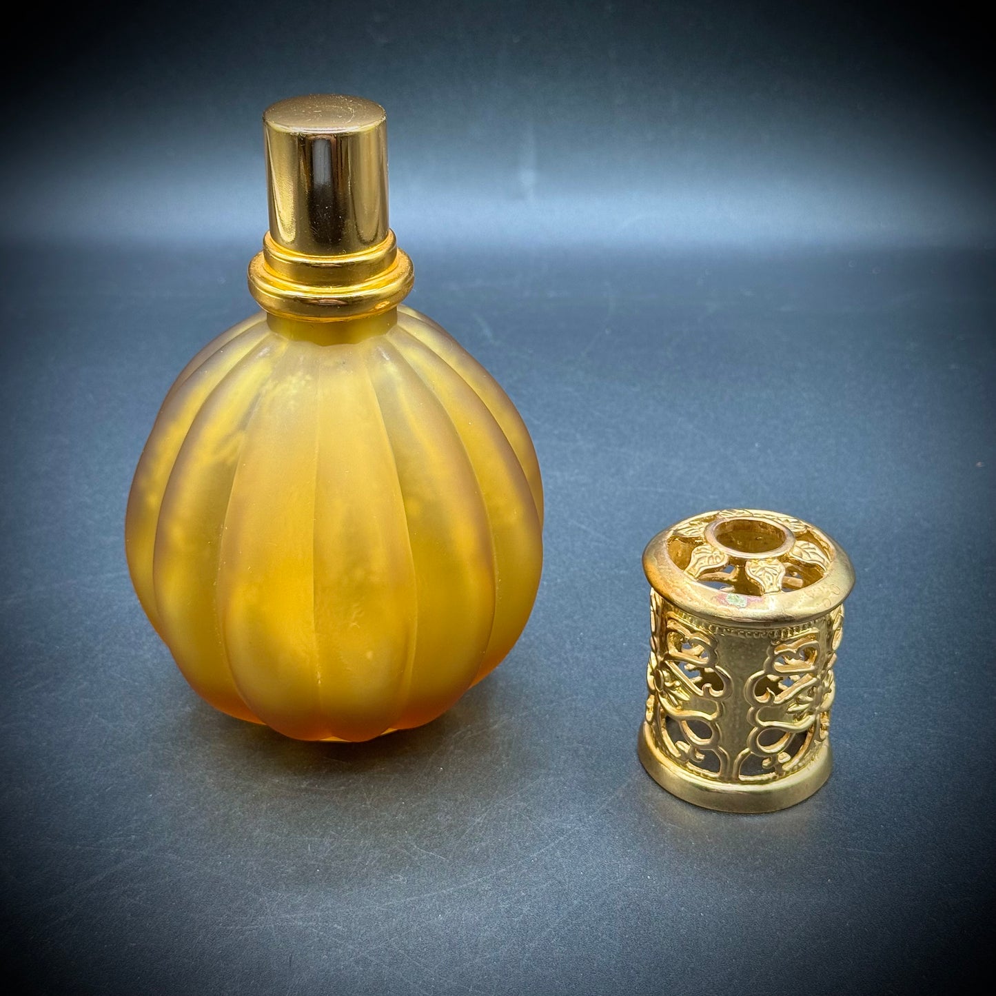 Ornate Amber Gold Art Glass Oil Diffuser