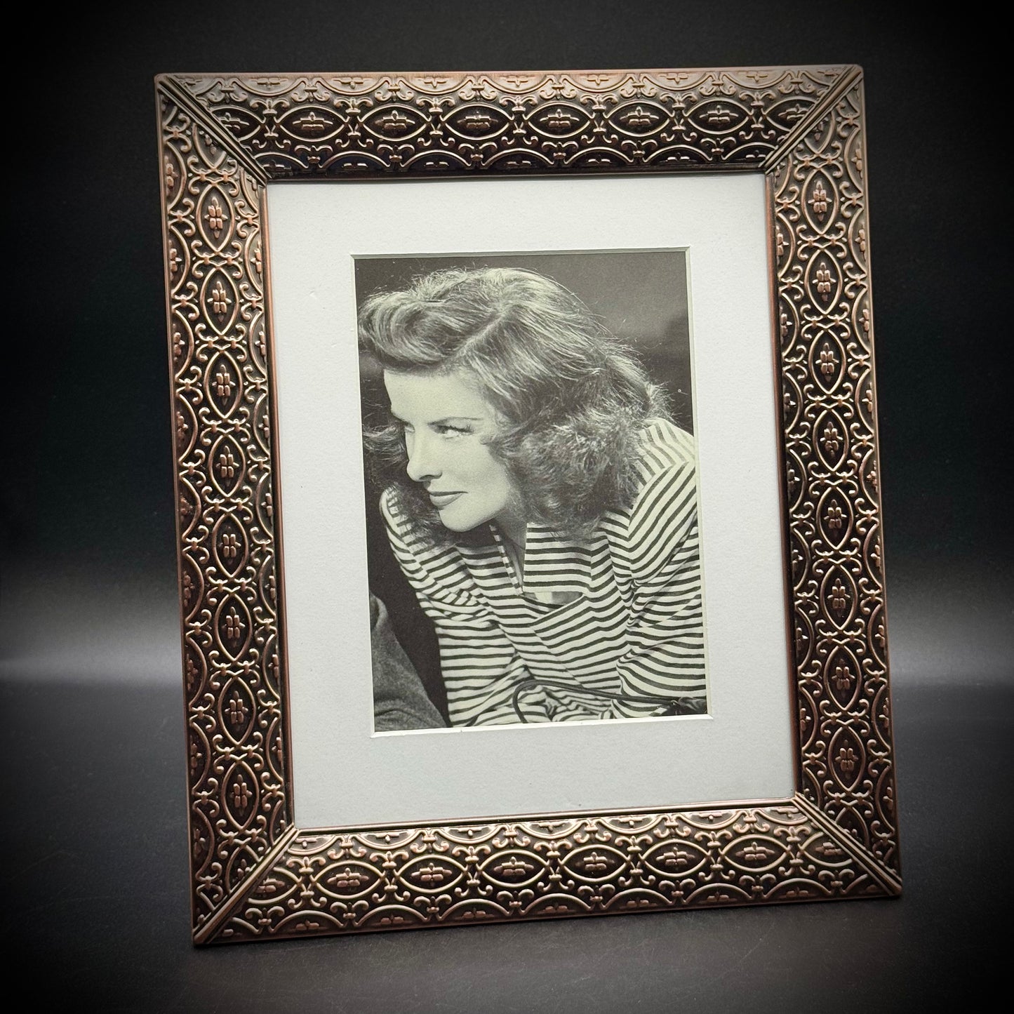 Heavy Copper Frame with Matted B&W Photo of Katherine Hepburn