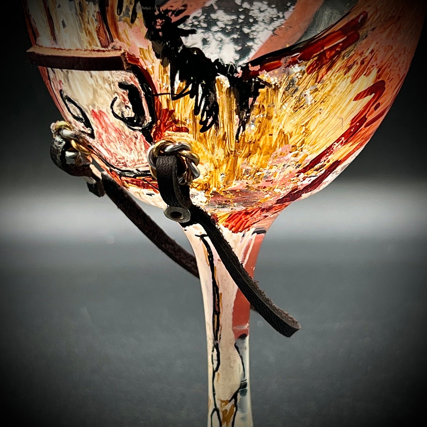 Hand Painted Wine Glass with Horse Motif