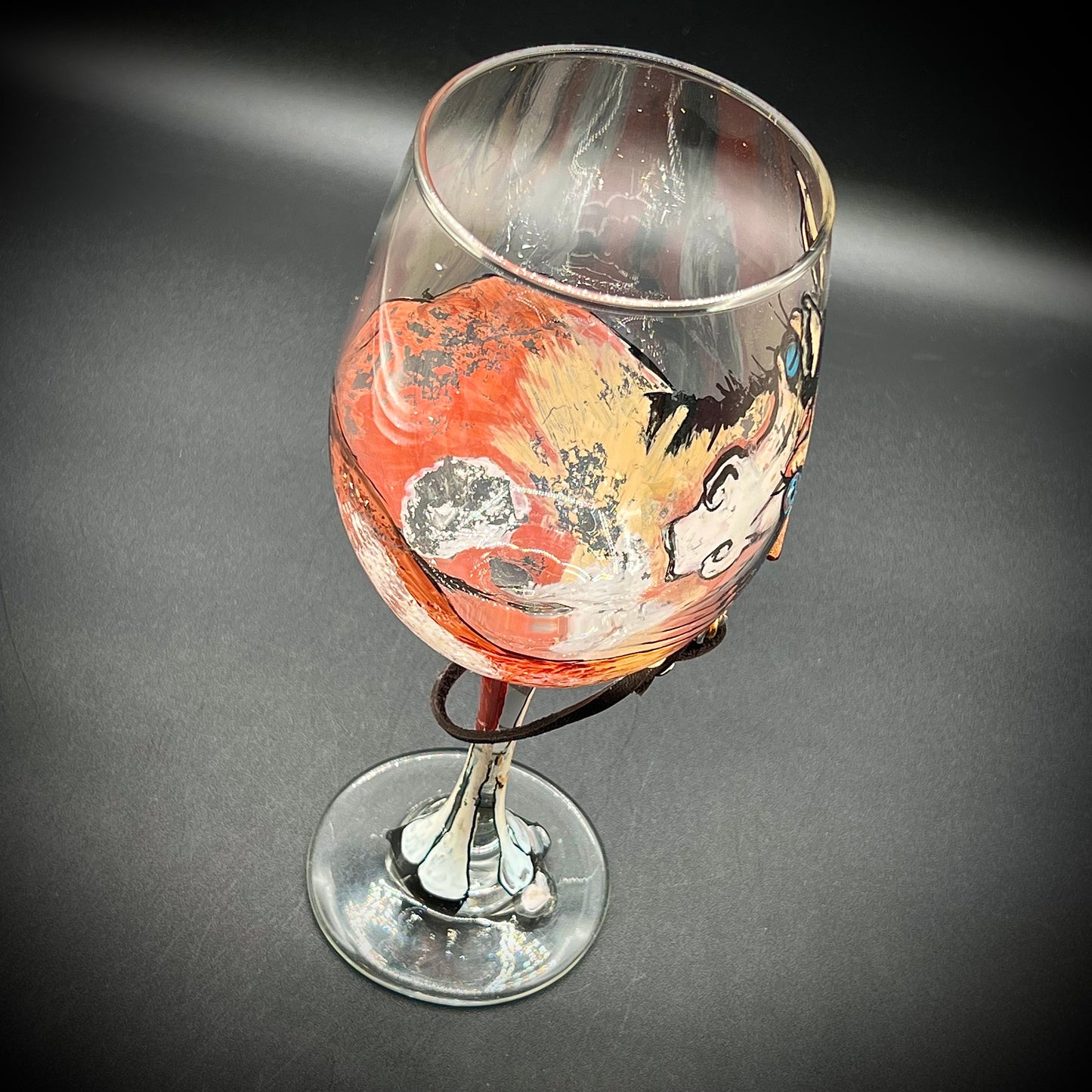 Hand Painted Wine Glass with Horse Motif