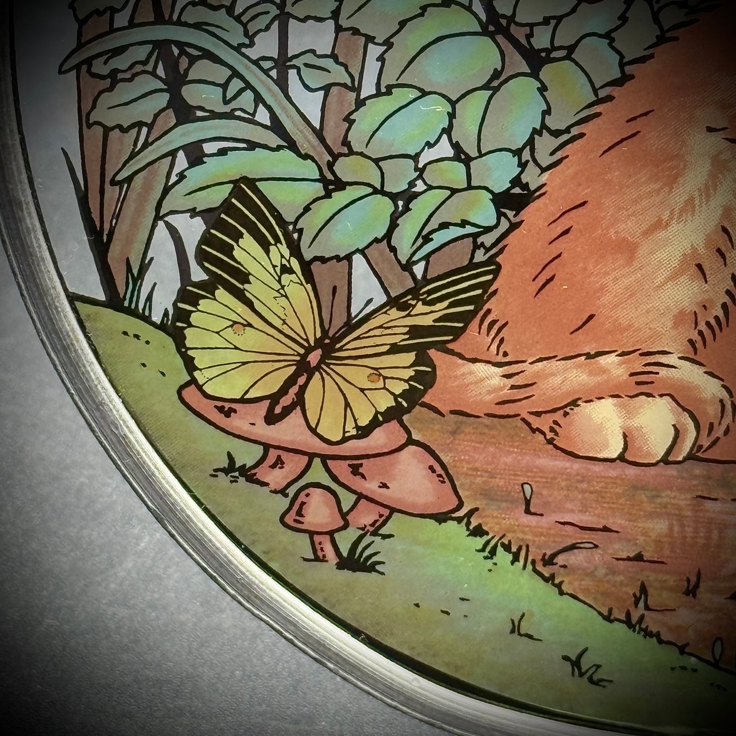 Vintage Hanging Glassmasters Cat & Butterfly Stained Glass Art Piece