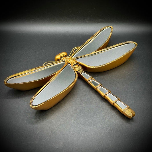 Gold Tone & Mirror Dragonfly Hanging Wall Art